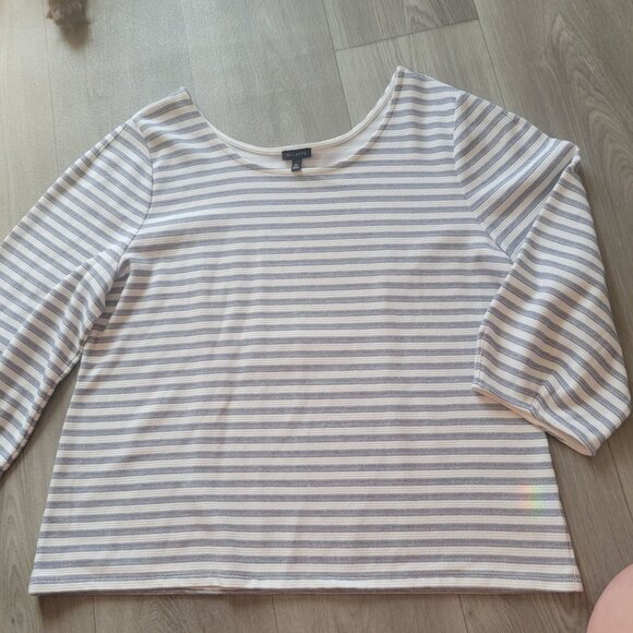 Talbots Womens XL Striped 3/4 Sleeve Cotton Blend Top - Picture 4 of 6